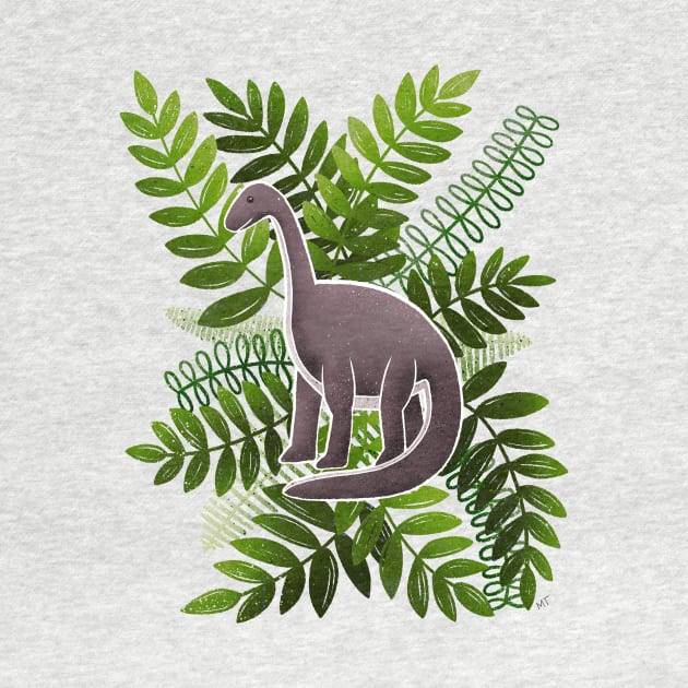 Dinosaur & Leaves - Olive Green by monitdesign